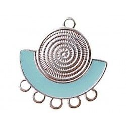 Spiral half-moon chandelier 23.5x22.5mm TURQUOISE/SILVER COLOR x1