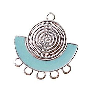 Chandelier demi-lune spirale émaillé 23.5x22.5mm ARGENTÉ/TURQUOISE x1