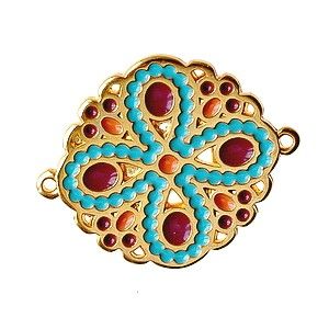 Intercalaire rosace 4 pétales émaillées 33x27.5mm DORÉ x1