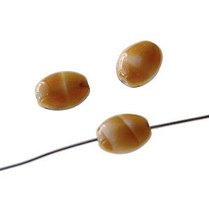 Olive aplatie marbrée 8x4mm AMBRE x10