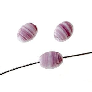 Olive aplatie marbrée 8x4mm MAUVE x10