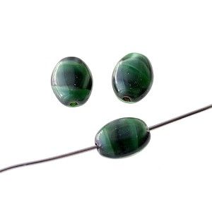 Olive aplatie marbrée 8x4mm VERT x10