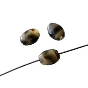 Olive aplatie marbrée 8x4mm KHAKI/BEIGE x10