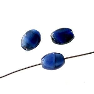 Olive aplatie marbrée 8x4mm BLEU x10