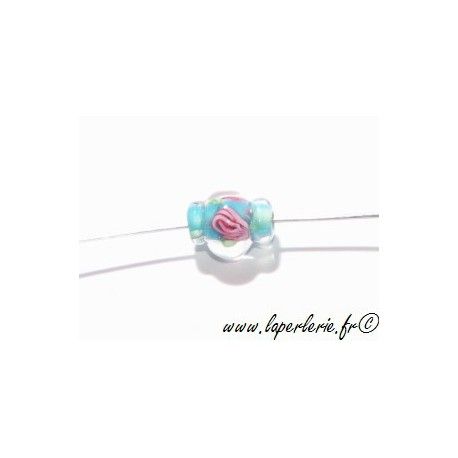 Bobine inclusion fleur 14mm AQUAMARINE  - 1