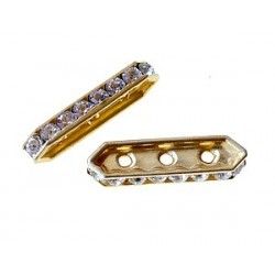 Strass bridge spacer 17.5x5mm GOLD COLOR strass CRYSTAL