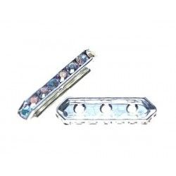 Strass bridge spacer 17.5x5mm SILVER COLOR strass CRYSTAL AB x1