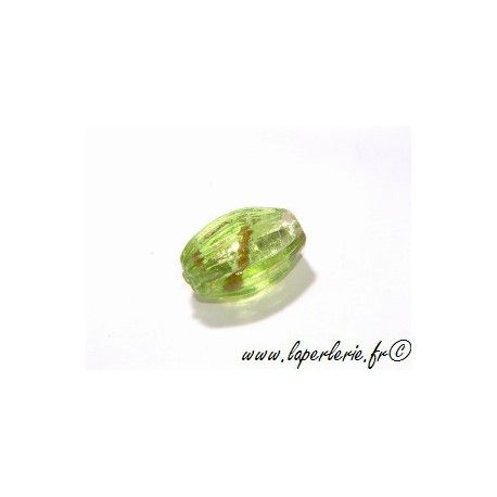 Olive feuille d'argent striée 16 mm OLIVINE  - 1