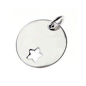 Breloque pastille étoile anneau 15mm Argent 925 x1