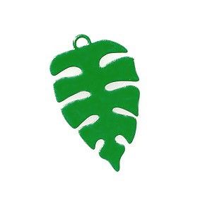 Laser cut feuille tropicale émaillé 21.5x13mm VERT x1