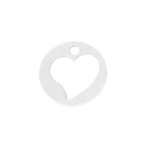 Breloque pastille coeur 10mm Argent 925 x1