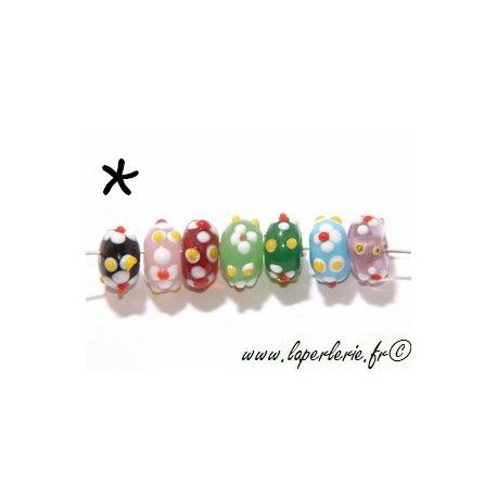 Rondelle fleurs en relief 12 mm JET  - 1