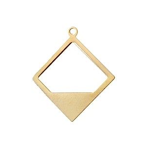 Pendentif losange 3/4 évidé 27x24.5mm DORÉ x1