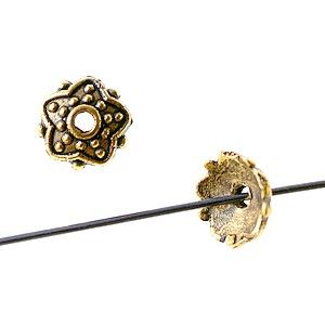 Calotte fleur picot 7.5mm DORÉ VIEILLI x10