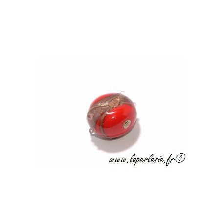 Ronde aplatie aventurine 14mm ROUGE OPAQUE  - 1