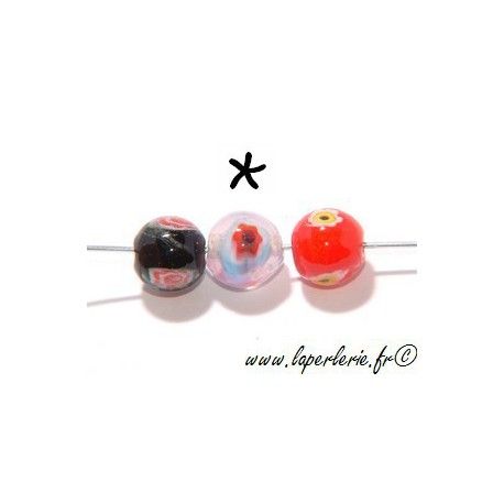 Ronde inclusion millefiori 10mm ROSE OPAL  - 1