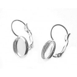 Earring for cabochon 10mm SILVER COLOR x2