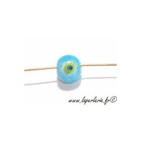 Ronde inclusion millefiori 8 mm TURQUOISE  - 1