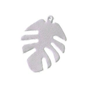  Feuille tropicale cuir 43 x 32 mm ARGENTÉ x1