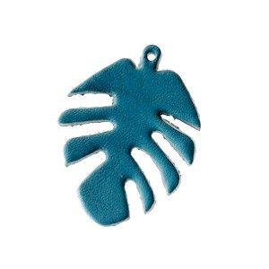  Feuille tropicale cuir 43 x 32 mm LIGHT EMERALD x1