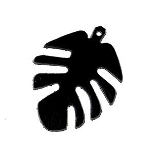  Feuille tropicale cuir 43 x 32 mm NOIR x1