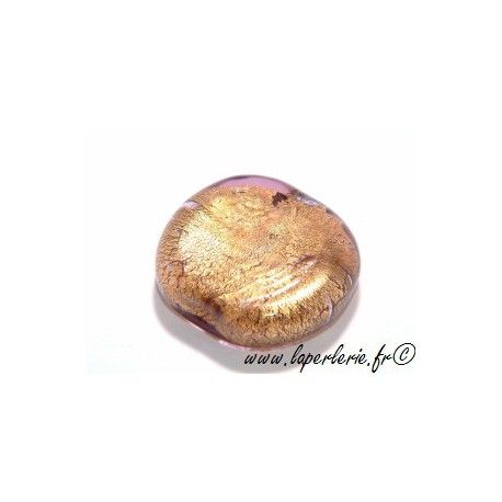 Ronde aplatie feuille d'or 26mm AMETHYST  - 1