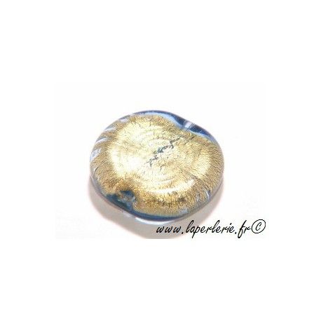 Ronde aplatie feuille d'or 26mm LIGHT SAPPHIRE  - 1
