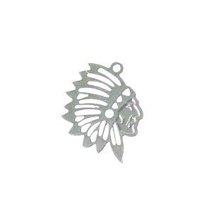 Breloque tête d'indien 19x15mm Plaqué Argent 10 microns x1