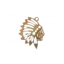 Indian Head Charm 19x15mm Gold Plated 5 Microns x1
