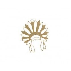 Indian Headdress Charm 19x15mm Gold Plated 5 Microns x1