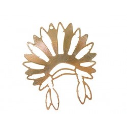 Indian Headdress Charm 39x33.5mmmm Gold Plated 5 Microns x1