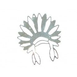 Indian Headdress Charm 39x33.5mmmm Silver Plated 10 Microns x1