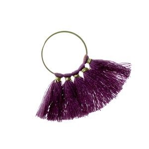 Anneau 5 pompons 20x40mm VIOLET x1