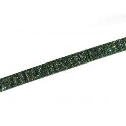 Synthetic flat cord glitter 5mm FOREST GREEN AB x60cm