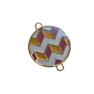Intercalaire émaillé chevron 23x18mm doré ECRU/MOUTARDE/TERRACOTTA x1