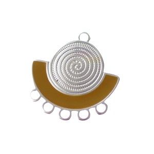 Chandelier demi-lune spirale émaillé 23.5x22.5mm ARGENTÉ/MOUTARDEx1