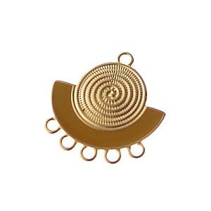 Chandelier demi-lune spirale émaillé 23.5x22.5mm DORÉ/MOUTARDE x1