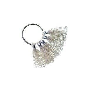 Anneau 5 pompons 14x30mm ARGENTÉ/ÉCRU x1