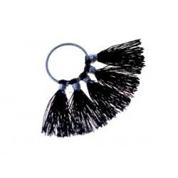 Ring 5 pompons 14x30mm SILVER COLOR/BLACK x1