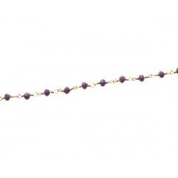 Beaded chain 3.5mm raw brass LILAS OPAL COLOR x 50cm