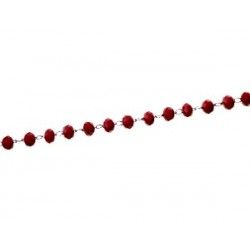 Beaded chain 3.5mm stainless steel RED OPAQUE COLORx 50cm