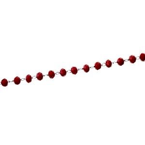 Chaîne perlée 3.5mm acier inoxydable ROUGE OPAQUE x50cm