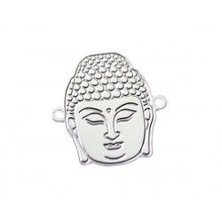 Buddha Head spacer 18 x17mm Silver Plated 10 Microns x1