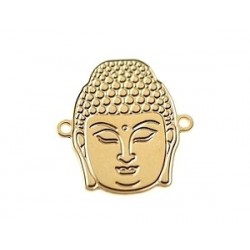 Buddha Head spacer 18 x17mm Gold Plated 5 Microns x1
