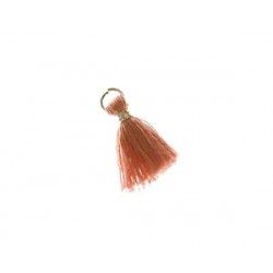 Pompon of threads with loop 10/12mm silver thread LIGHT TERRACOTTA x2