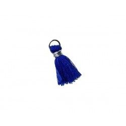 Pompon of threads with loop 10/12mm silver thread  BLEU DUR x2