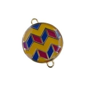 Intercalaire émaillé chevron 23x18mm doré JAUNE/ BLEU/ RUBIS x1