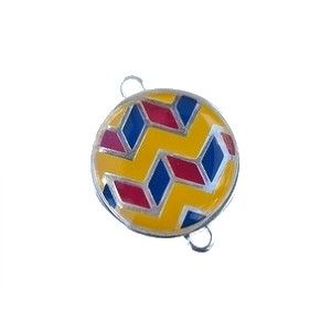 Intercalaire émaillé chevron 23x18mm Argenté JAUNE/ BLEU/ RUBIS x1