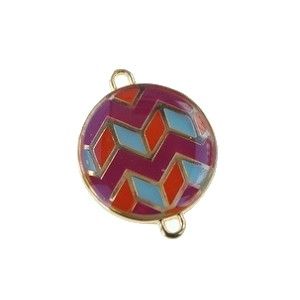 Intercalaire émaillé chevron 23x18mm doré FUSHIA/ORANGE/TURQUOISE x1
