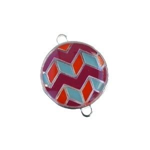 Intercalaire émaillé chevron 23x18mm Argenté FUSHIA/ORANGE/TURQUOISE x1